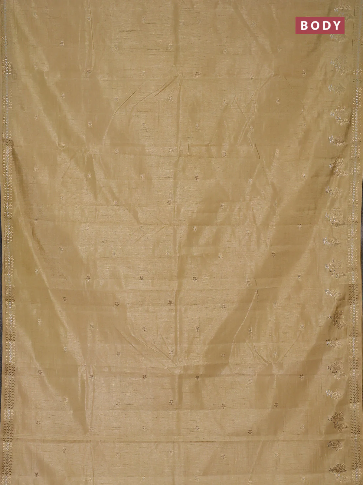 Semi raw silk saree sandal with zari woven buttas and zari woven border - Image 2