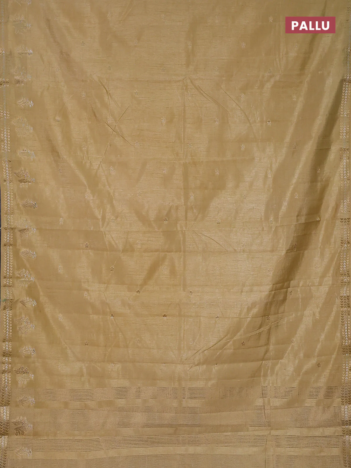 Semi raw silk saree sandal with zari woven buttas and zari woven border - Image 3