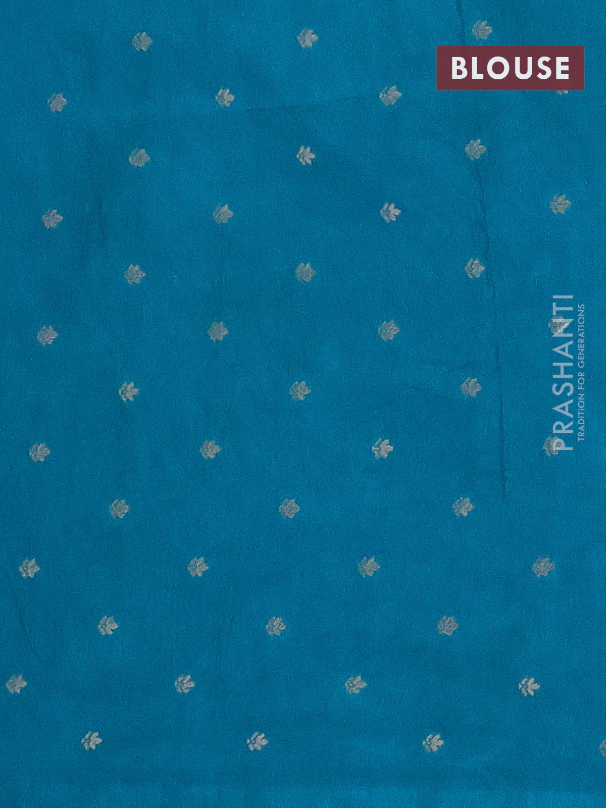 Semi raw silk saree teal blue with zari weaves & elephant buttas and elephant design zari woven border - Image 4