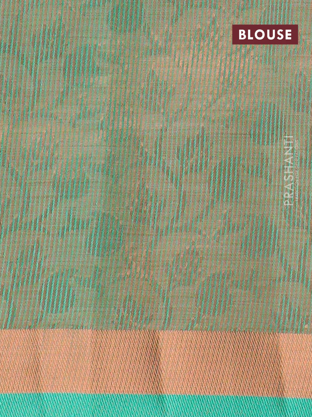 Semi raw silk saree teal green with allover self emboss and zari woven border - Image 4