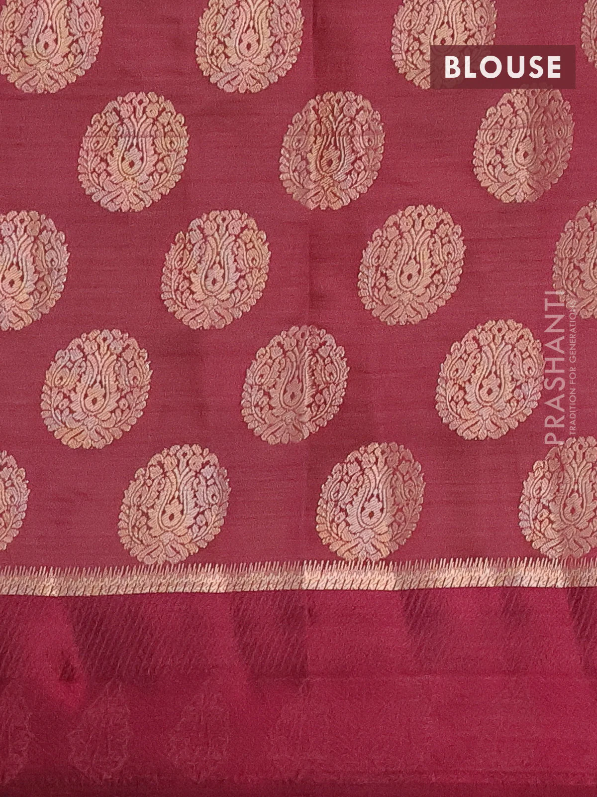 Semi raw silk saree wine shade with zari woven buttas and zari woven simple border - Image 4