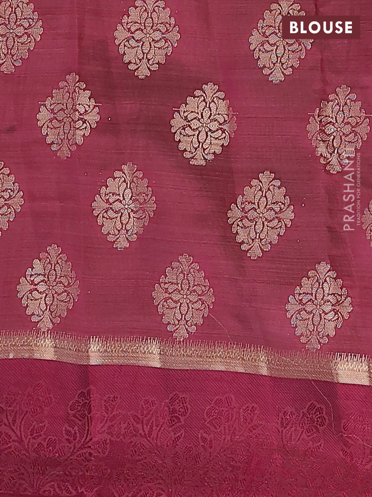 Semi raw silk saree wine shade with zari woven buttas and zari woven simple border - Image 4