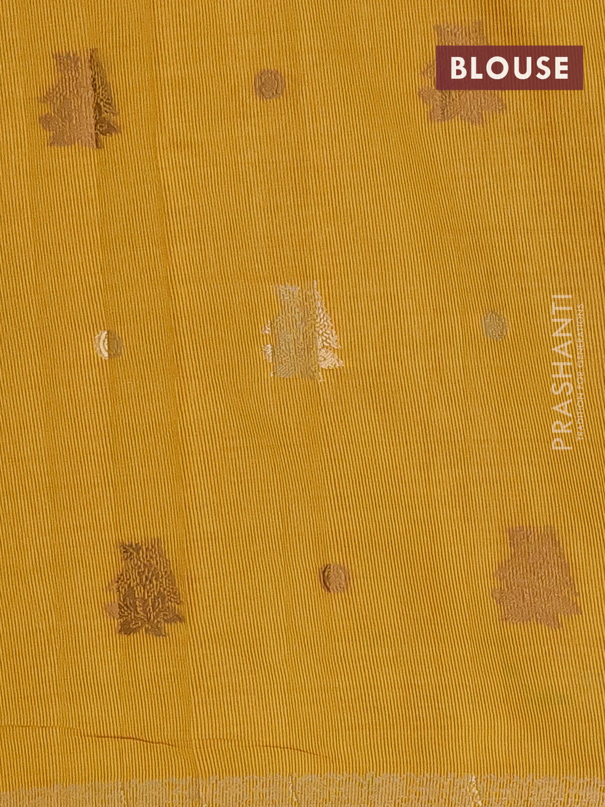 Semi raw silk saree yellow with woven buttas and zari woven border - Image 4