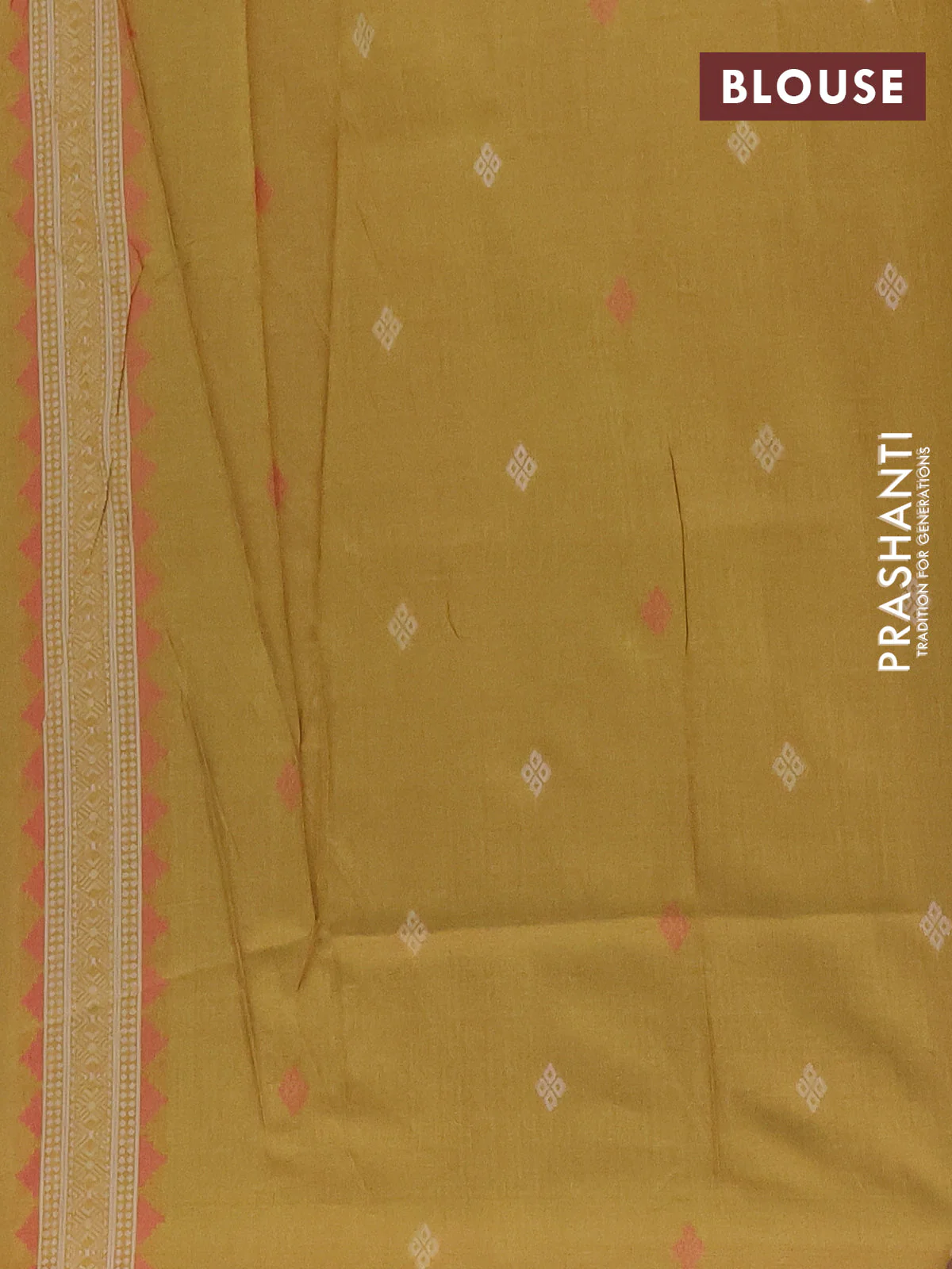 Semi sambalpuri silk saree blue and dark mustard with allover ikat buttas and thread woven border - Image 4