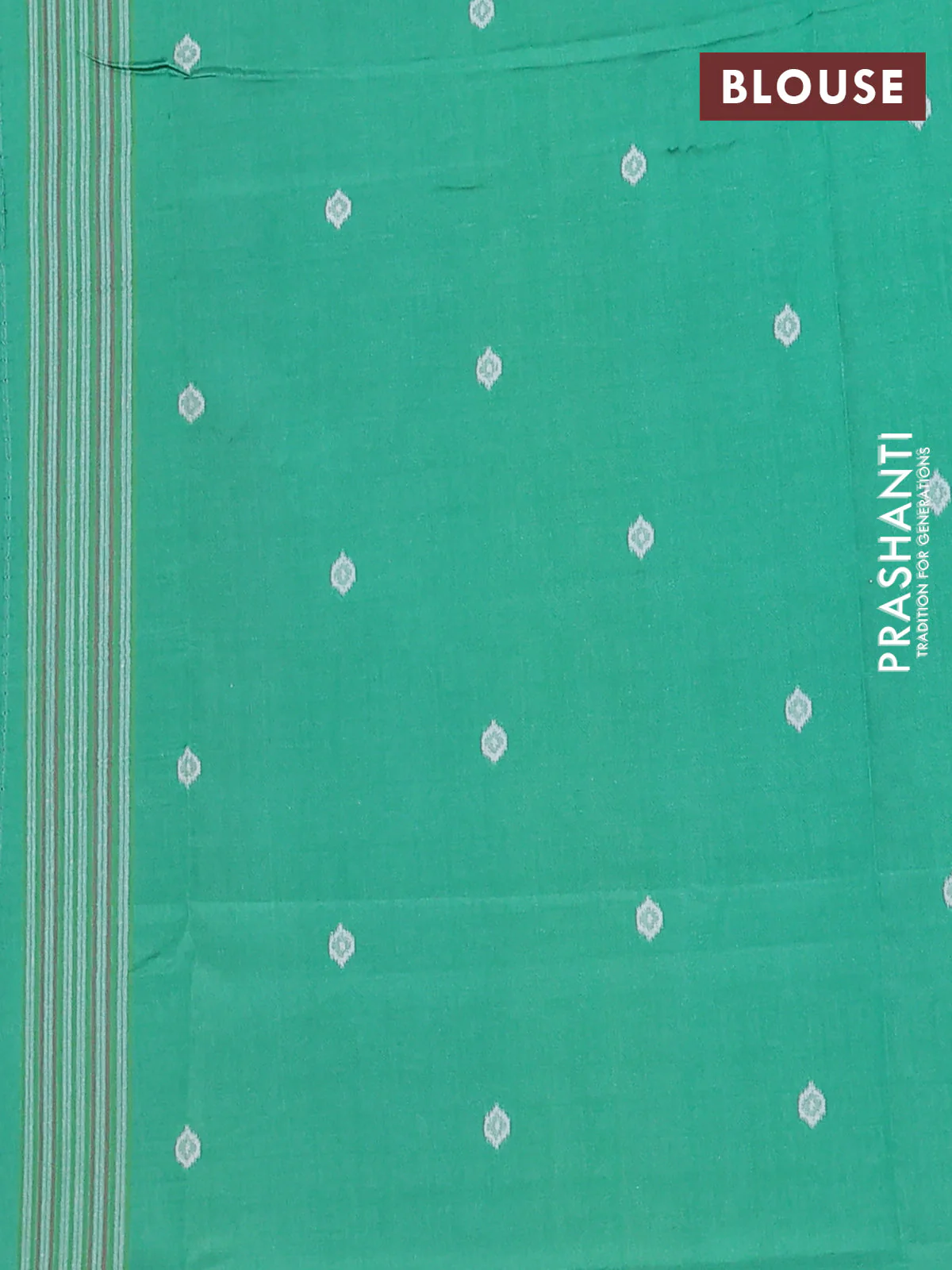 Semi sambalpuri silk saree blue and green with allover ikat buttas and thread woven border - Image 4