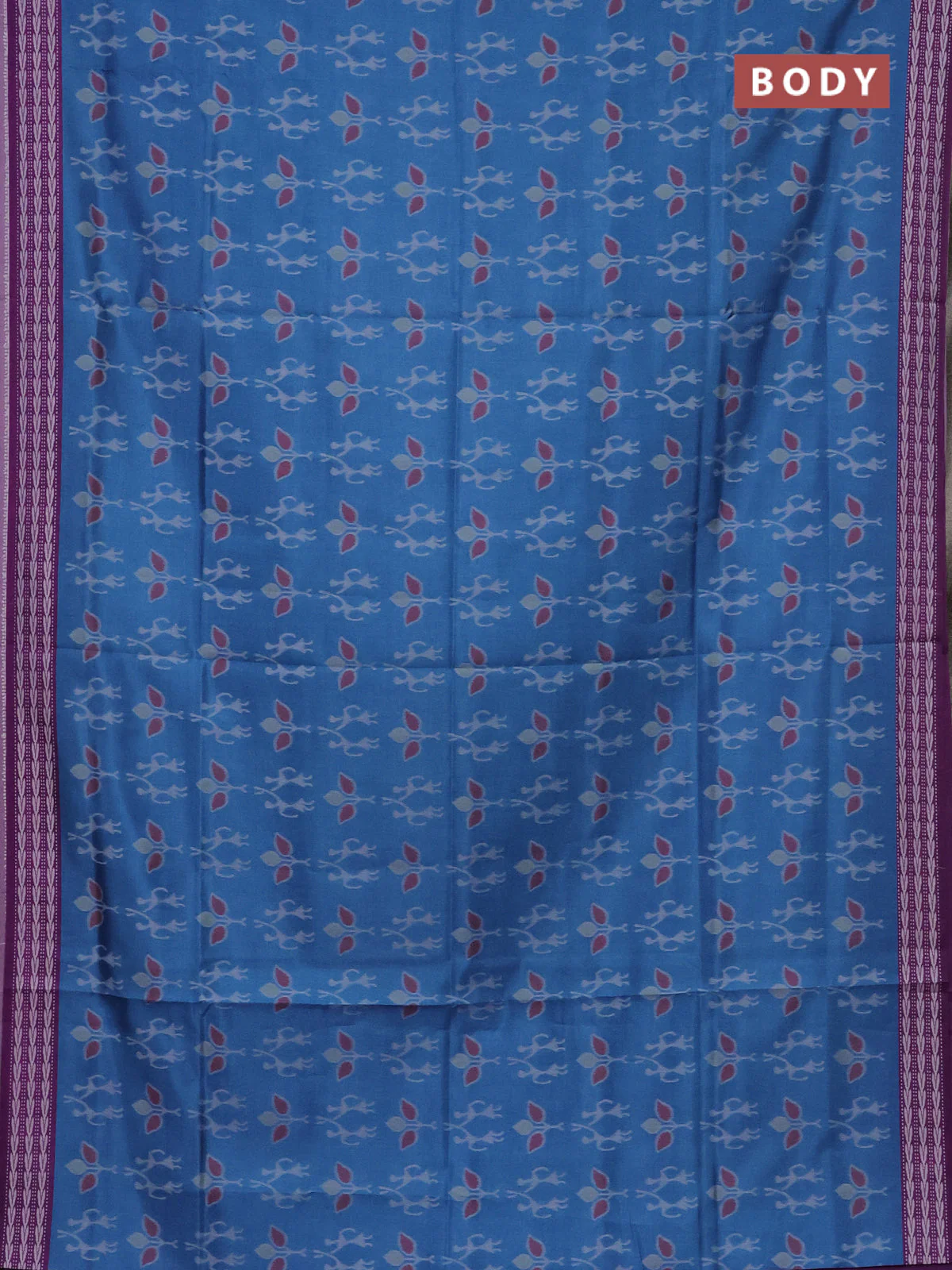 Semi sambalpuri silk saree blue and purple with allover ikat weaves and thread woven border - Image 2