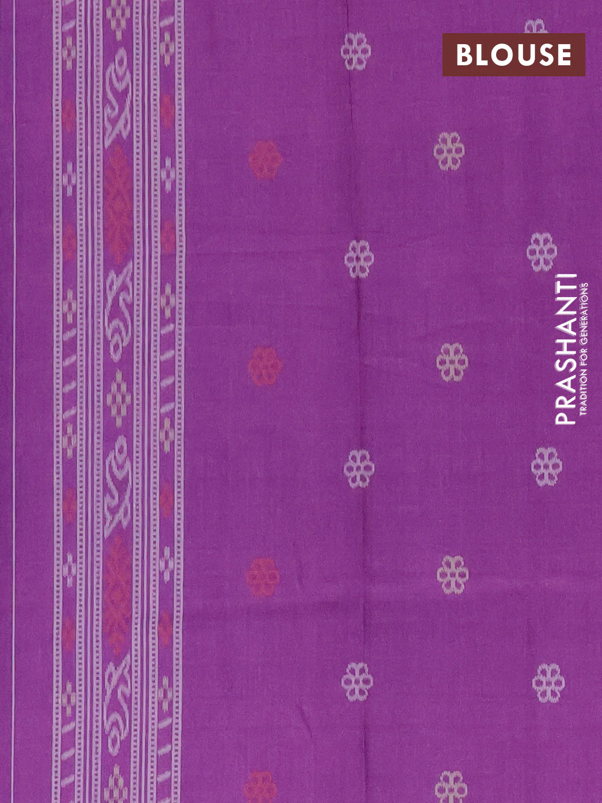 Semi sambalpuri silk saree blue and purple with allover ikat weaves and thread woven border - Image 4