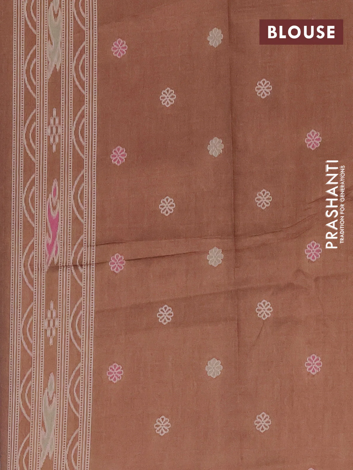 Semi sambalpuri silk saree coffee brown and brown with allover warli ikat weaves and thread woven border - Image 4