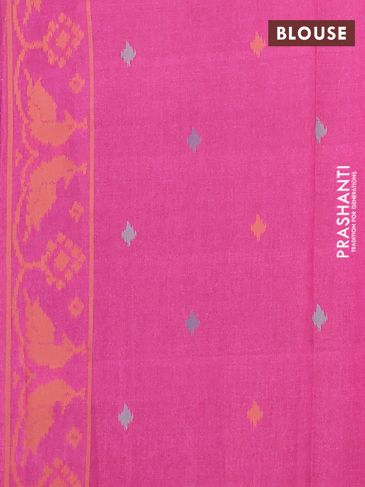 Semi sambalpuri silk saree dark blue and pink with allover ikat weaves and thread woven border - Image 4