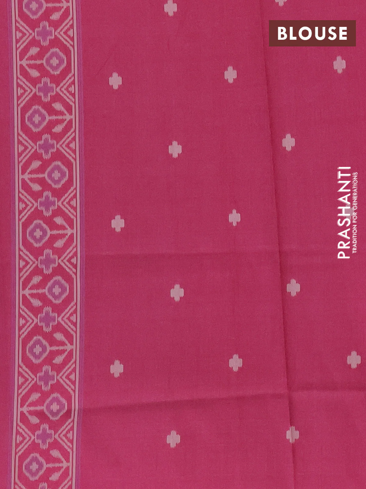 Semi sambalpuri silk saree green and pink with ikat buttas and thread woven border - Image 4