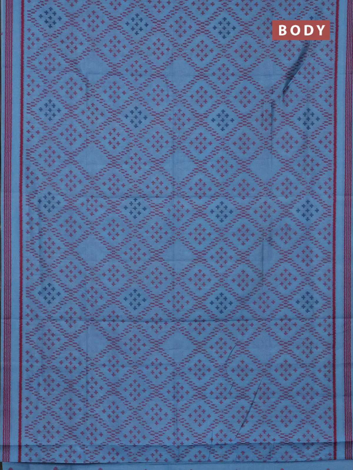 Semi sambalpuri silk saree light blue and pink with allover ikat weaves and thread woven border - Image 2