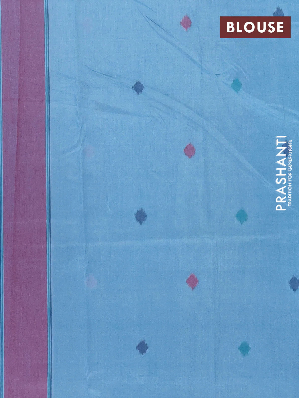 Semi sambalpuri silk saree light blue and pink with allover ikat weaves and thread woven border - Image 4