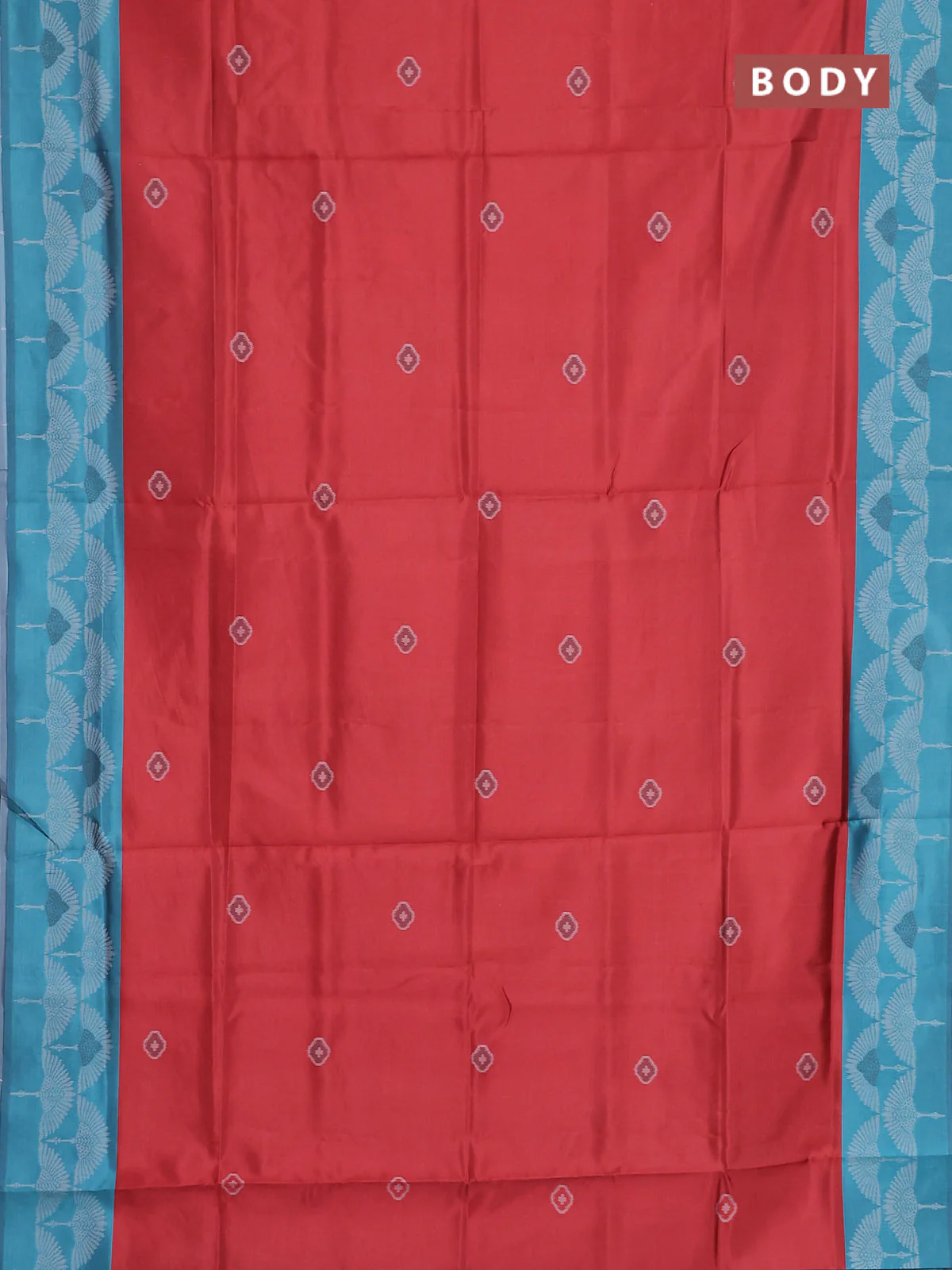 Semi sambalpuri silk saree maroon and teal blue with ikat buttas and thread woven border - Image 2
