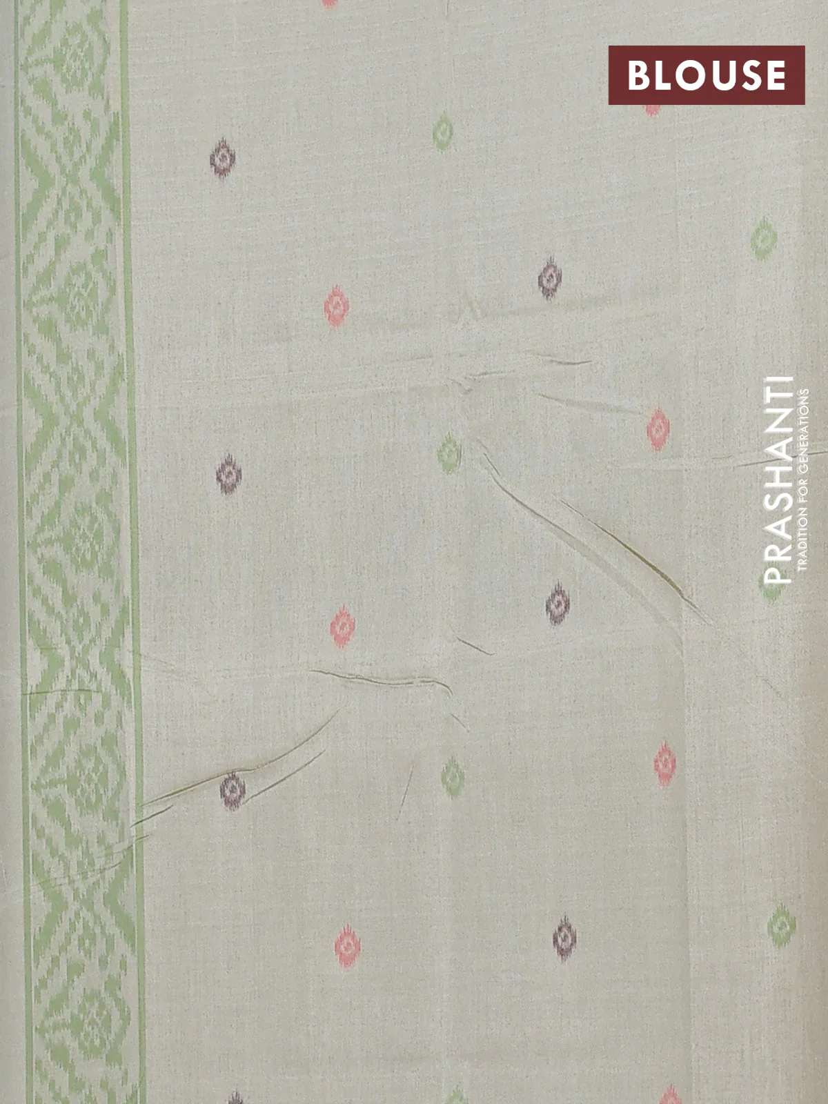 Semi sambalpuri silk saree pista green and green with allover ikat weaves and simple border - Image 4