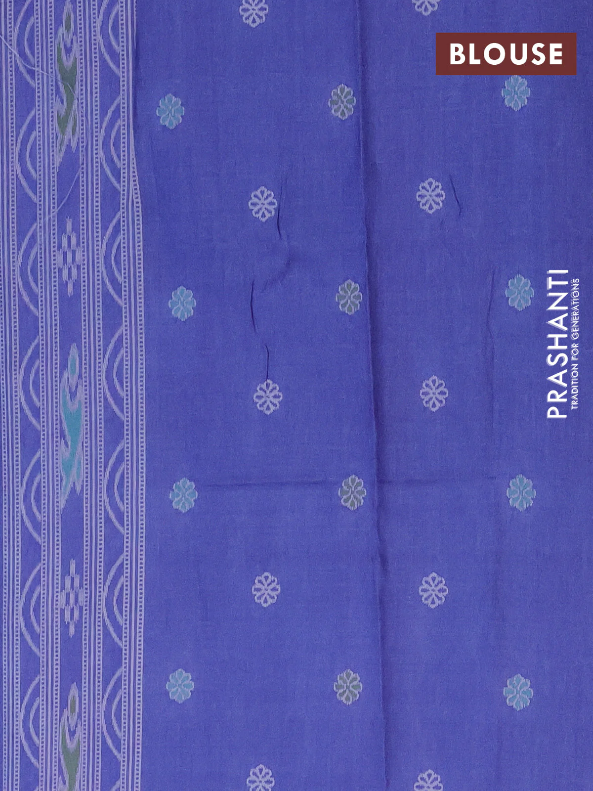 Semi sambalpuri silk saree purple and blue shade with allover warli ikat weaves and thread woven border - Image 4