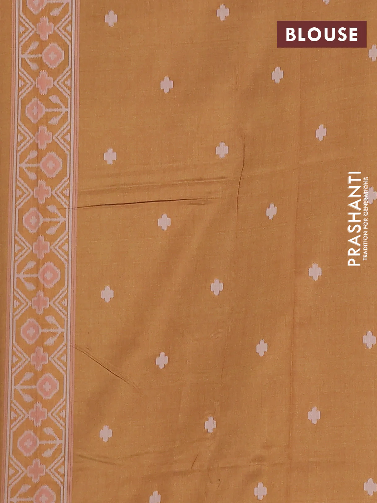 Semi sambalpuri silk saree purple and dark mustard with ikat buttas and thread woven border - Image 4