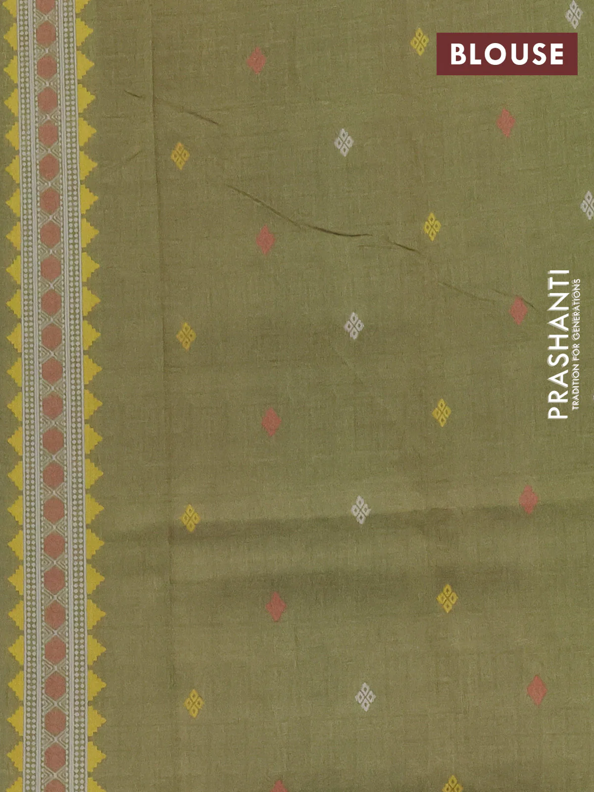 Semi sambalpuri silk saree purple and mehendi green with allover ikat buttas and thread woven border - Image 4