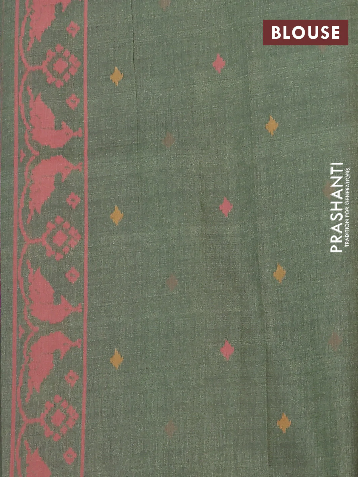 Semi sambalpuri silk saree purple and sap green with allover ikat weaves and thread woven border - Image 4