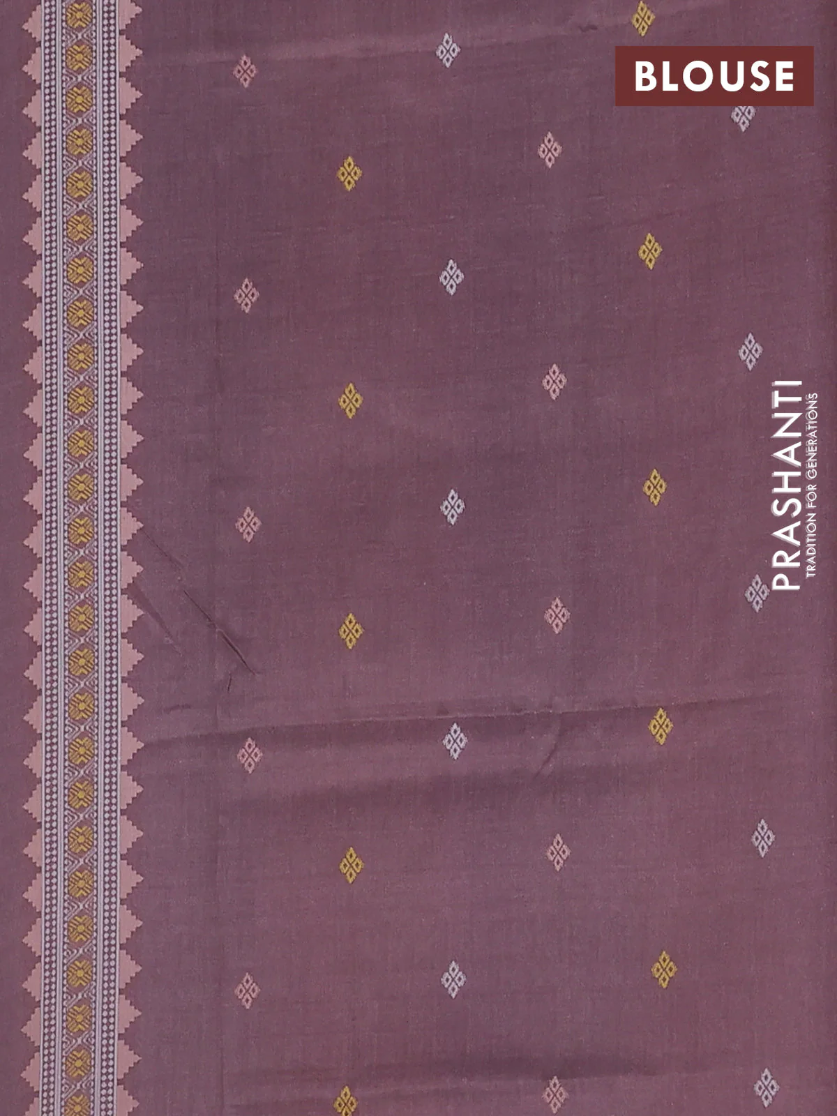 Semi sambalpuri silk saree teal blue and brown with allover ikat buttas and thread woven border - Image 4