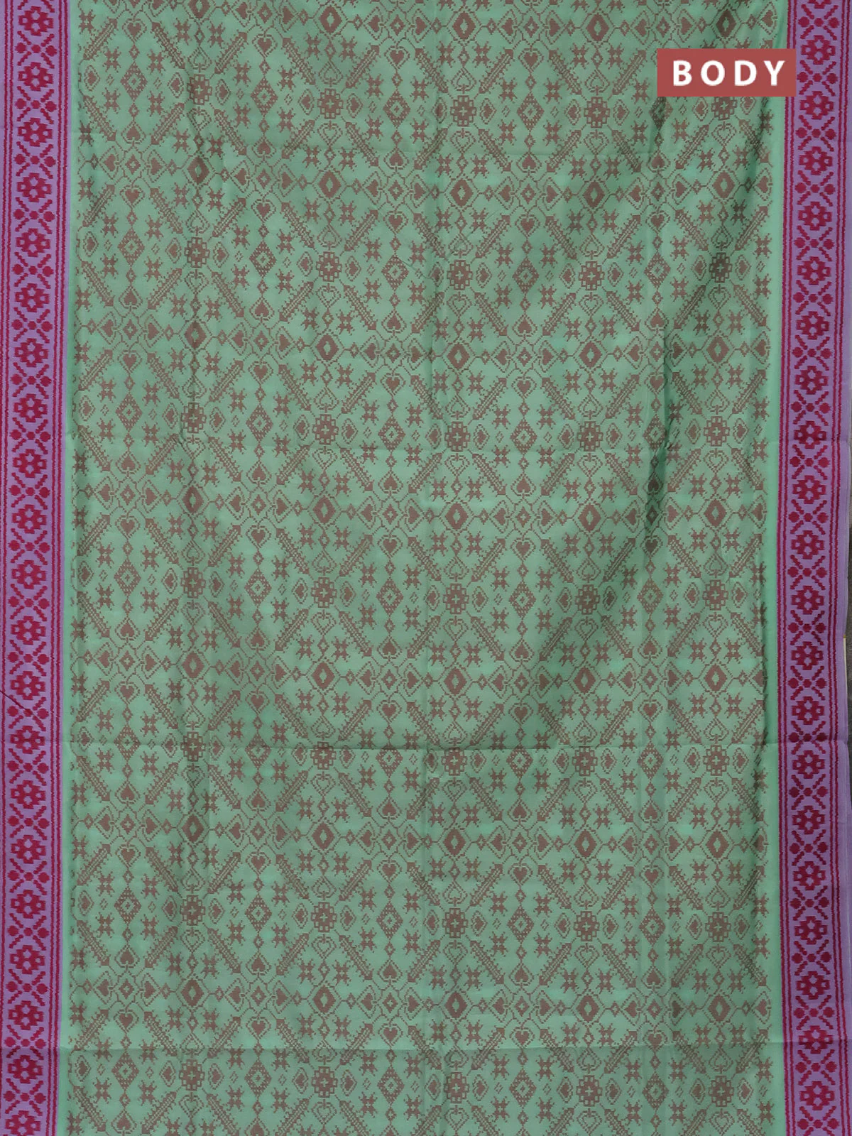 Semi sambalpuri silk saree teal green shdade and lavender with allover ikat weaves and thread woven border - Image 2