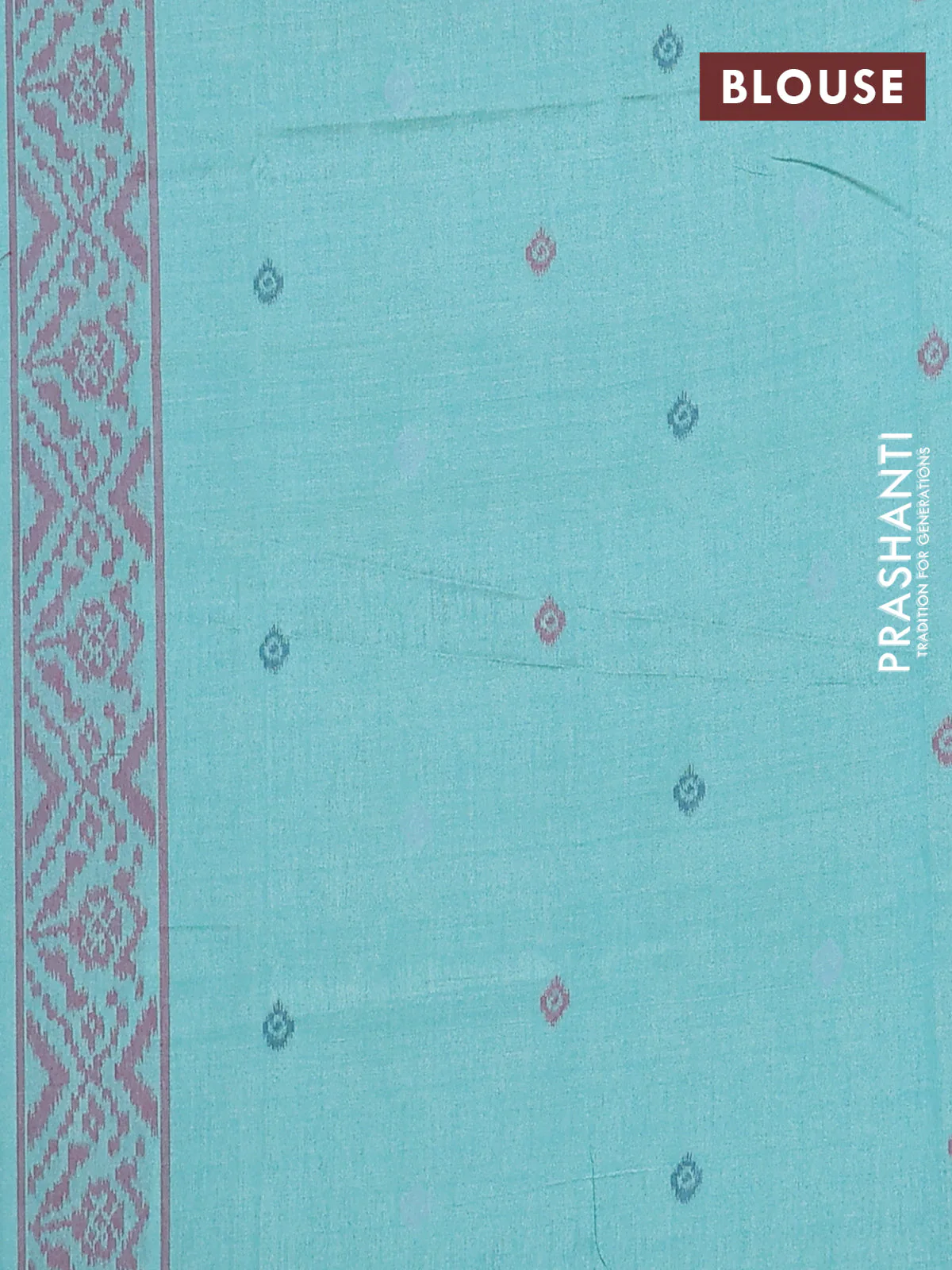 Semi sambalpuri silk saree teal shade with allover ikat weaves and simple border - Image 4