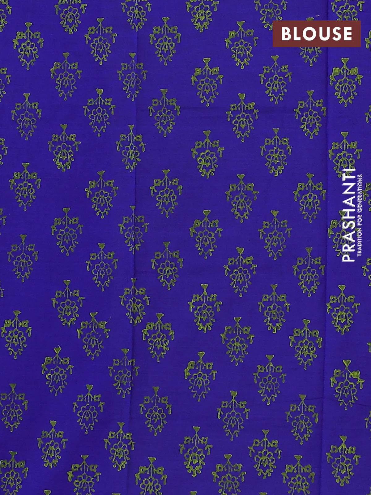 Semi silk cotton saree fluorescent green and blue with embroidery buttas in borderless style - Image 4