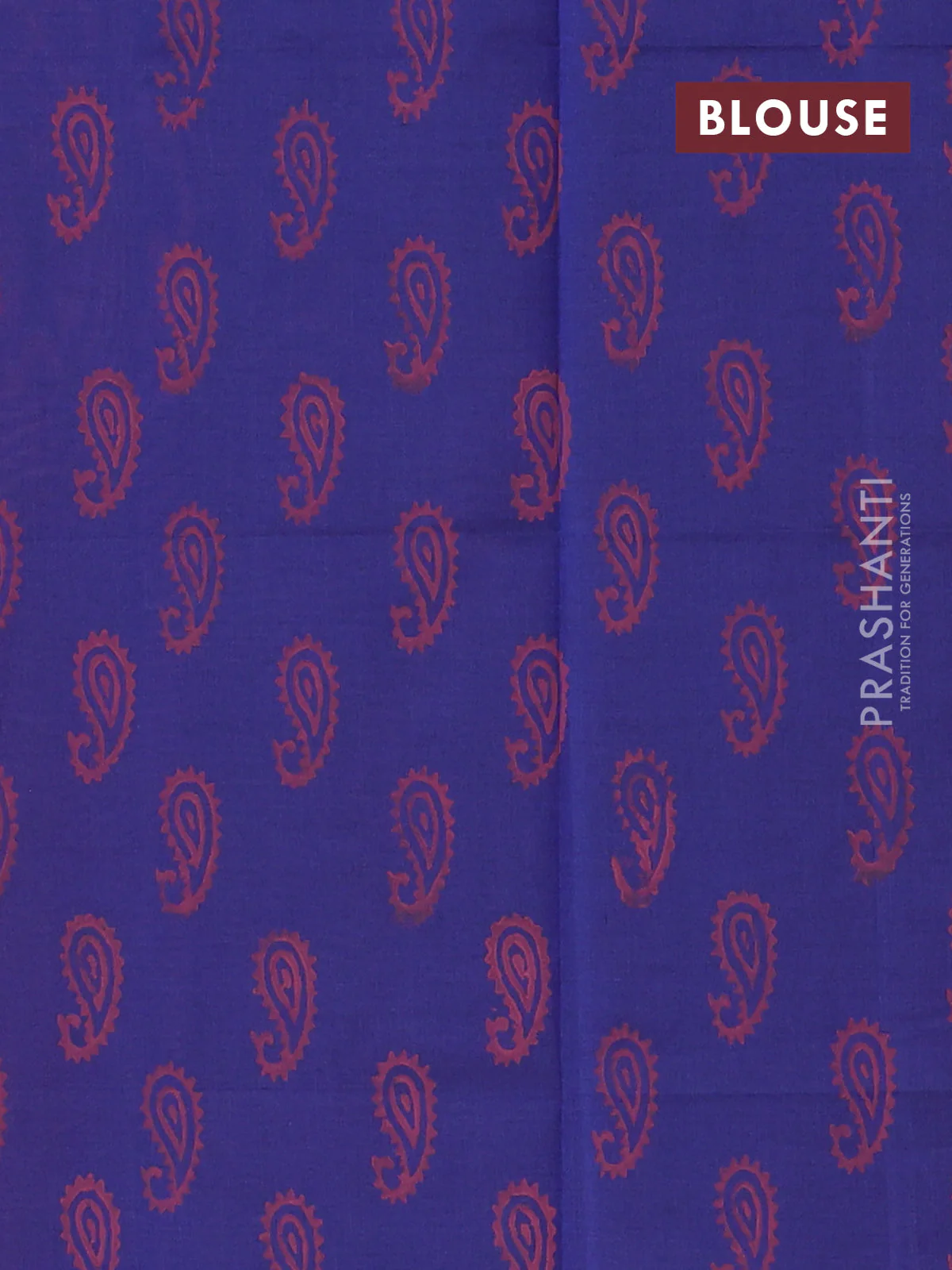 Semi silk cotton saree peach pink and navy blue with plain body and printed border - Image 4