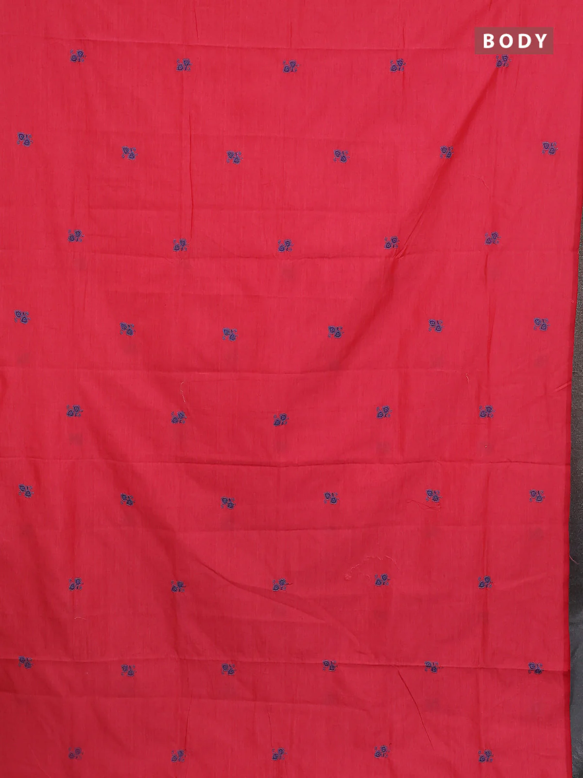 Semi silk cotton saree peach pink and peacock blue with emboridery buttas in borderless style - Image 2