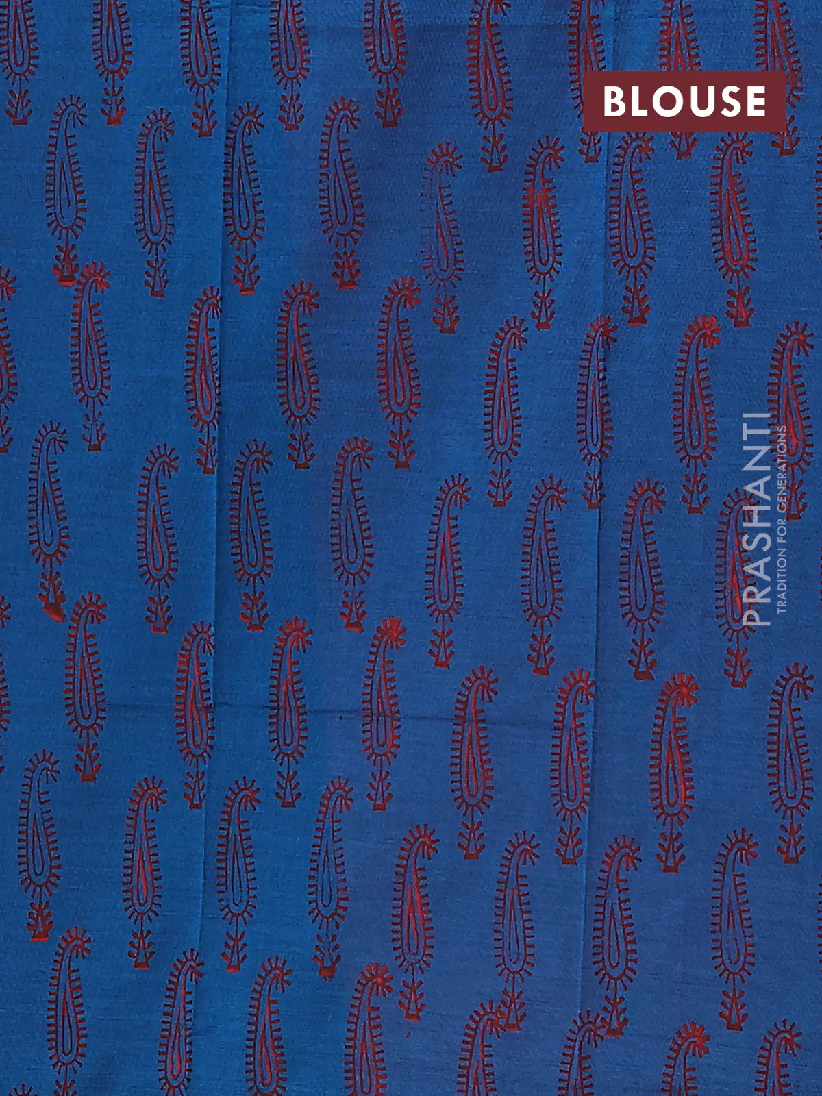 Semi silk cotton saree peach pink and peacock blue with emboridery buttas in borderless style - Image 4