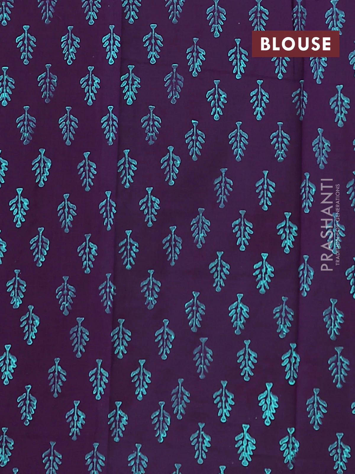 Semi silk cotton saree teal green and purple with butta prints and printed border - Image 4