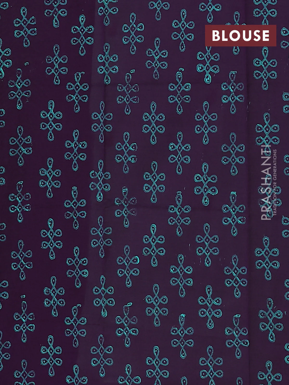Semi silk cotton saree teal green shade and violet with embroidery buttas in borderless style - Image 4