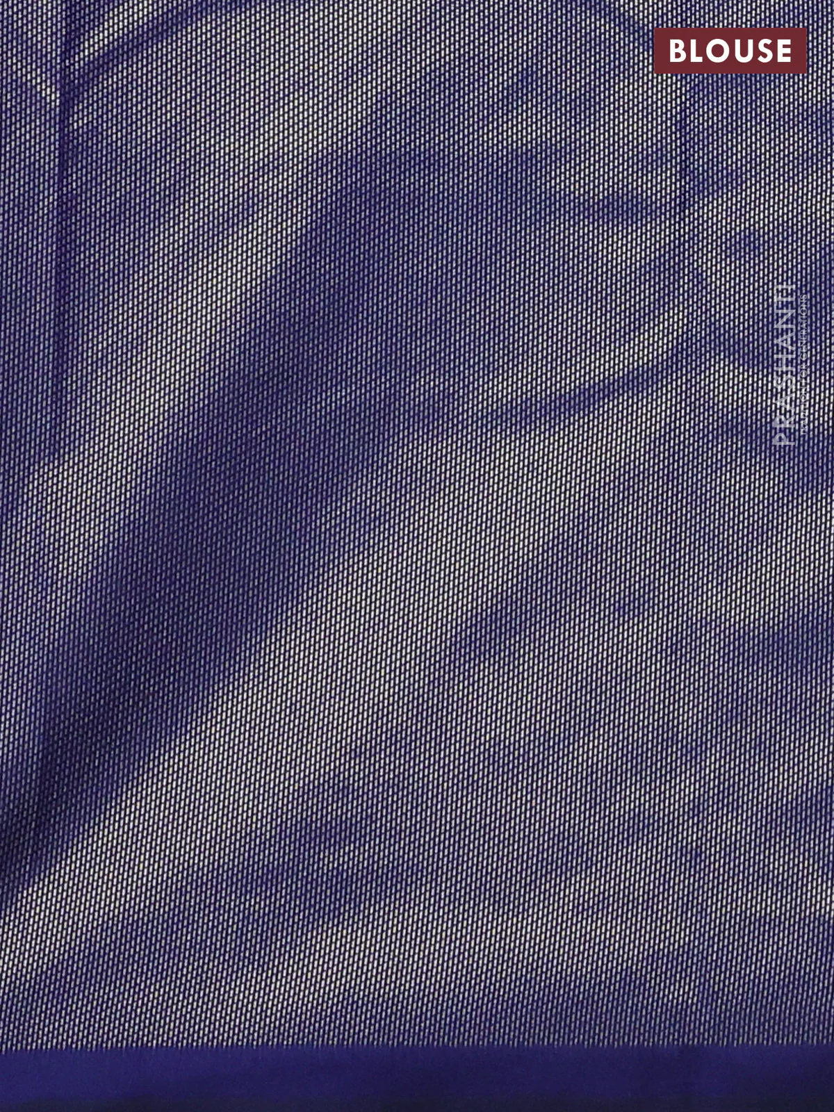 Semi soft silk saree blue with allover silver & gold geometric weaves in borderless style - Image 3