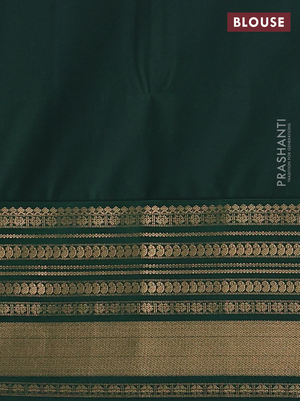 Semi soft silk saree dark mustard and bottle green with zari woven buttas and zari woven korvai border - Image 3