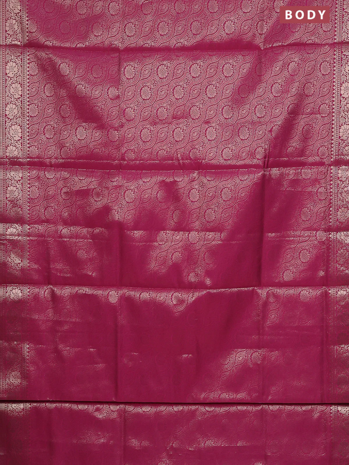 Semi soft silk saree dark pink with allover zari woven brocade weaves -Without blouse - Image 2
