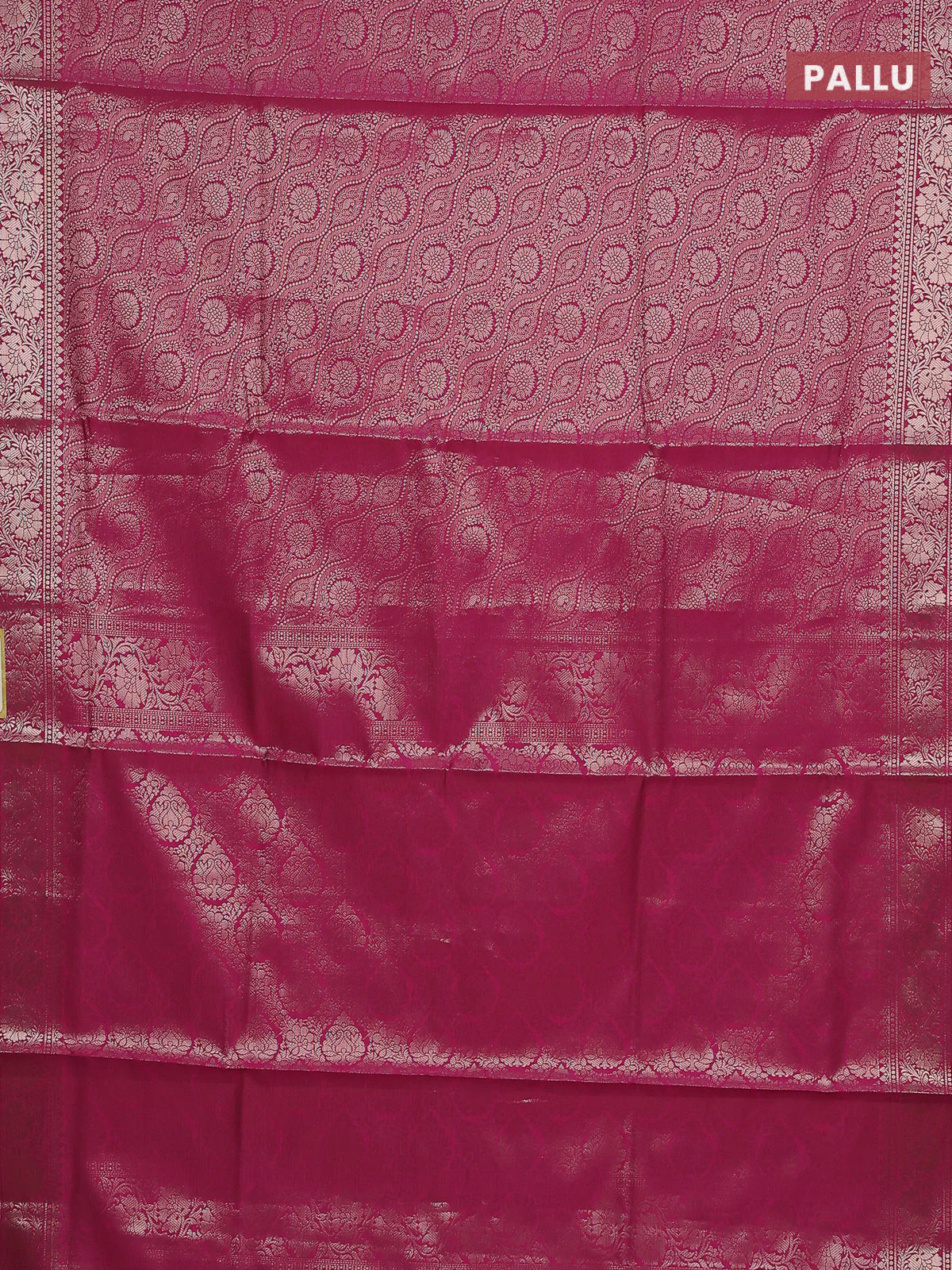 Semi soft silk saree dark pink with allover zari woven brocade weaves -Without blouse - Image 3