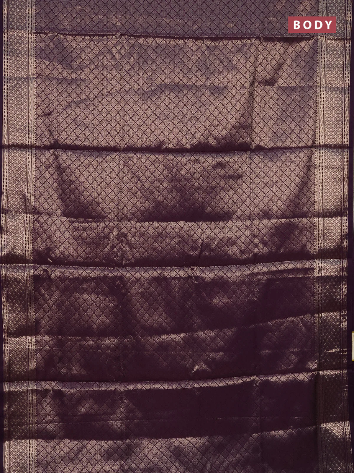 Semi soft silk saree deep violet with allover zari woven brocade weaves -Without blouse - Image 2