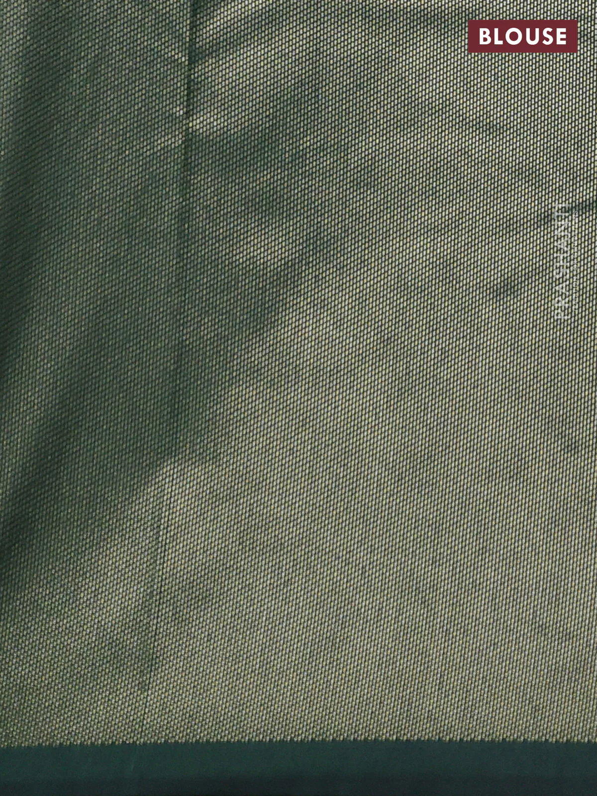 Semi soft silk saree green with allover silver & gold geometric weaves in borderless style - Image 3