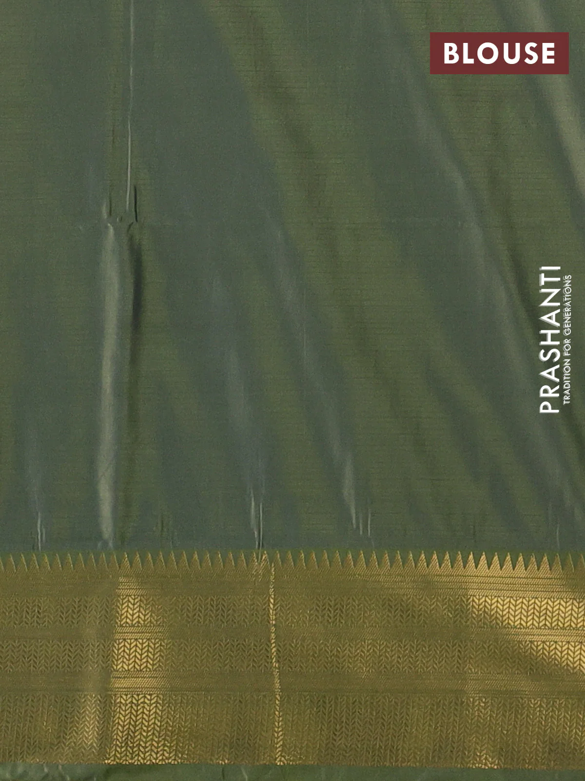 Semi soft silk saree grey and lime green with allover zari weaves & buttas and zari woven korvai border - Image 3