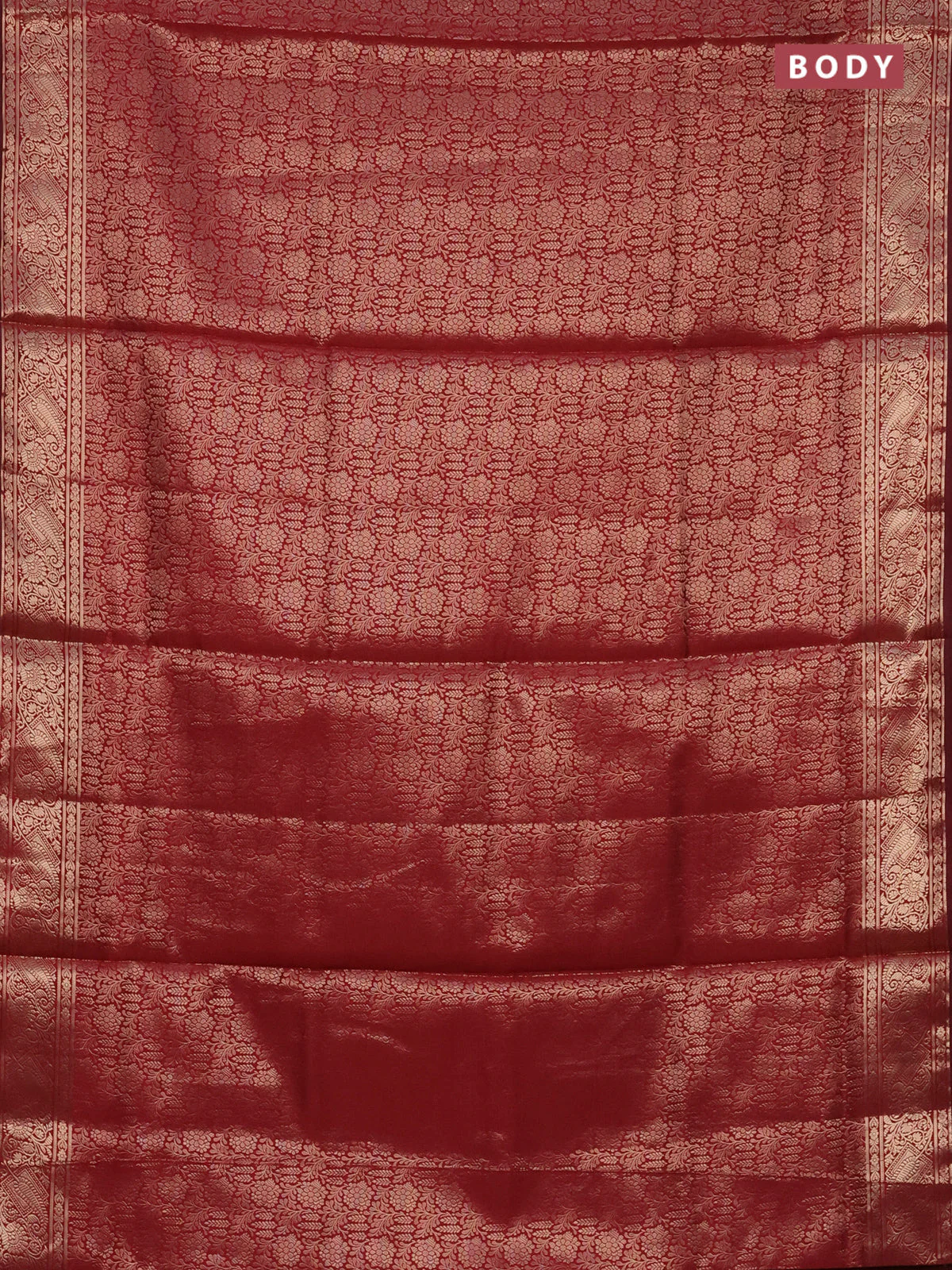 Semi soft silk saree maroon with allover zari woven brocade weaves -Without blouse - Image 2