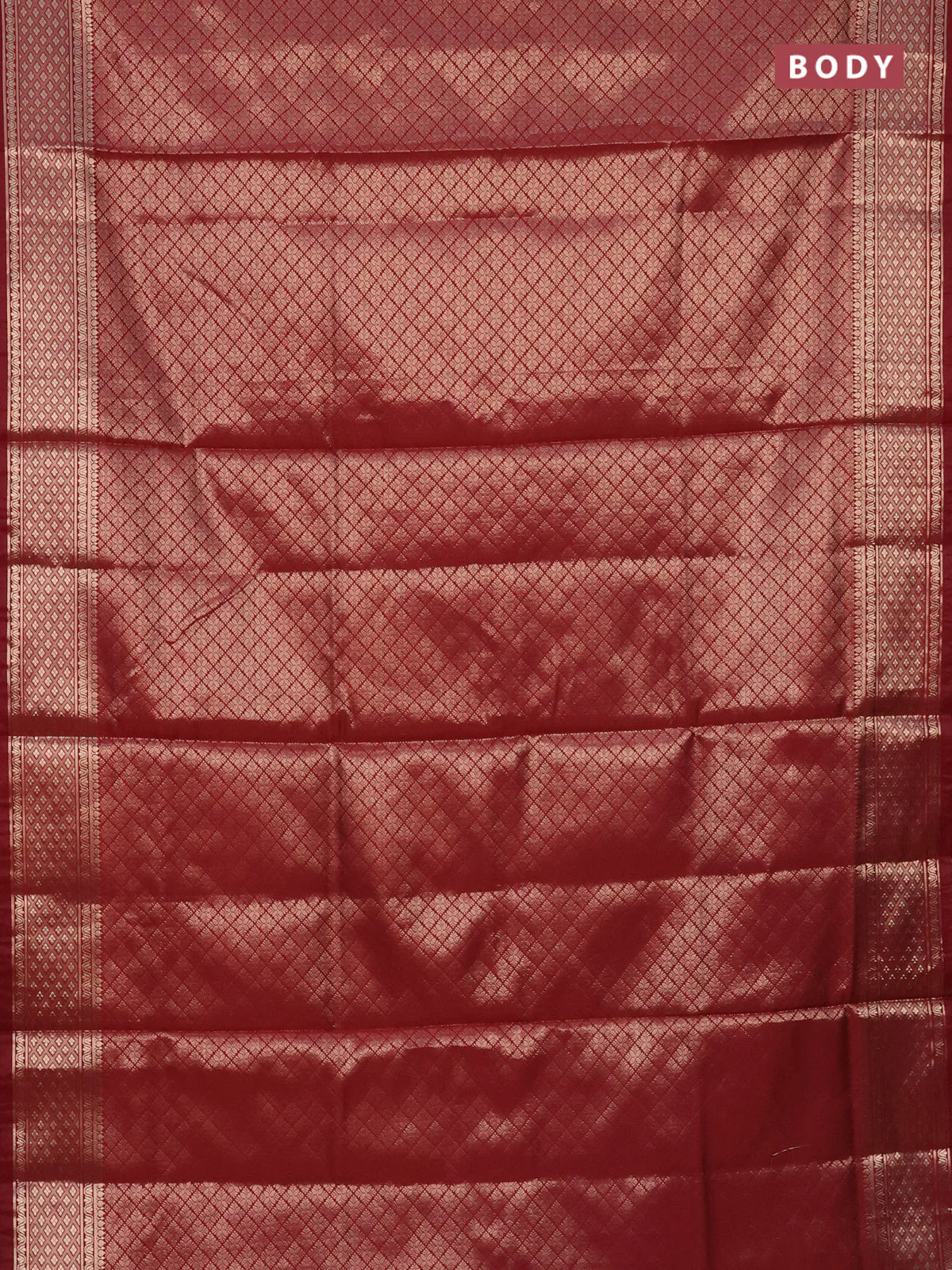 Semi soft silk saree maroon with allover zari woven brocade weaves -Without blouse - Image 2
