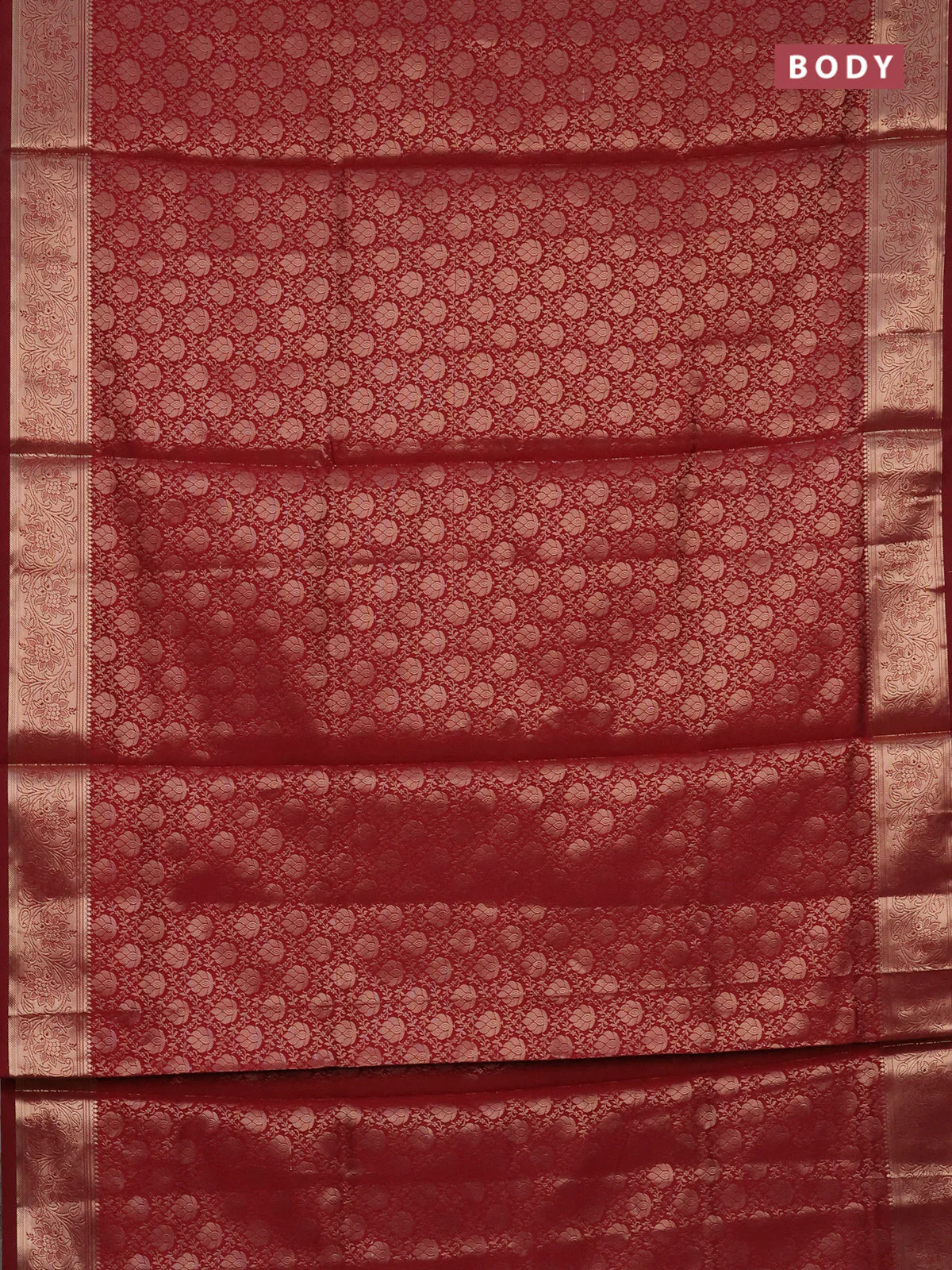 Semi soft silk saree maroon with allover zari woven brocade weaves -Without blouse - Image 2