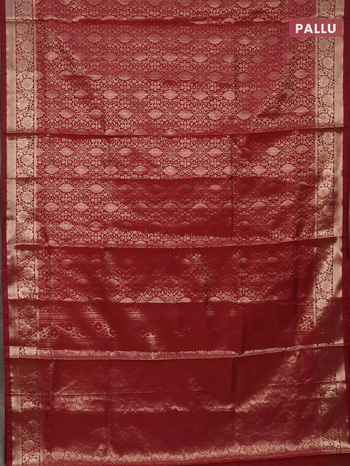 Semi soft silk saree maroon with allover zari woven brocade weaves -Without blouse - Image 3