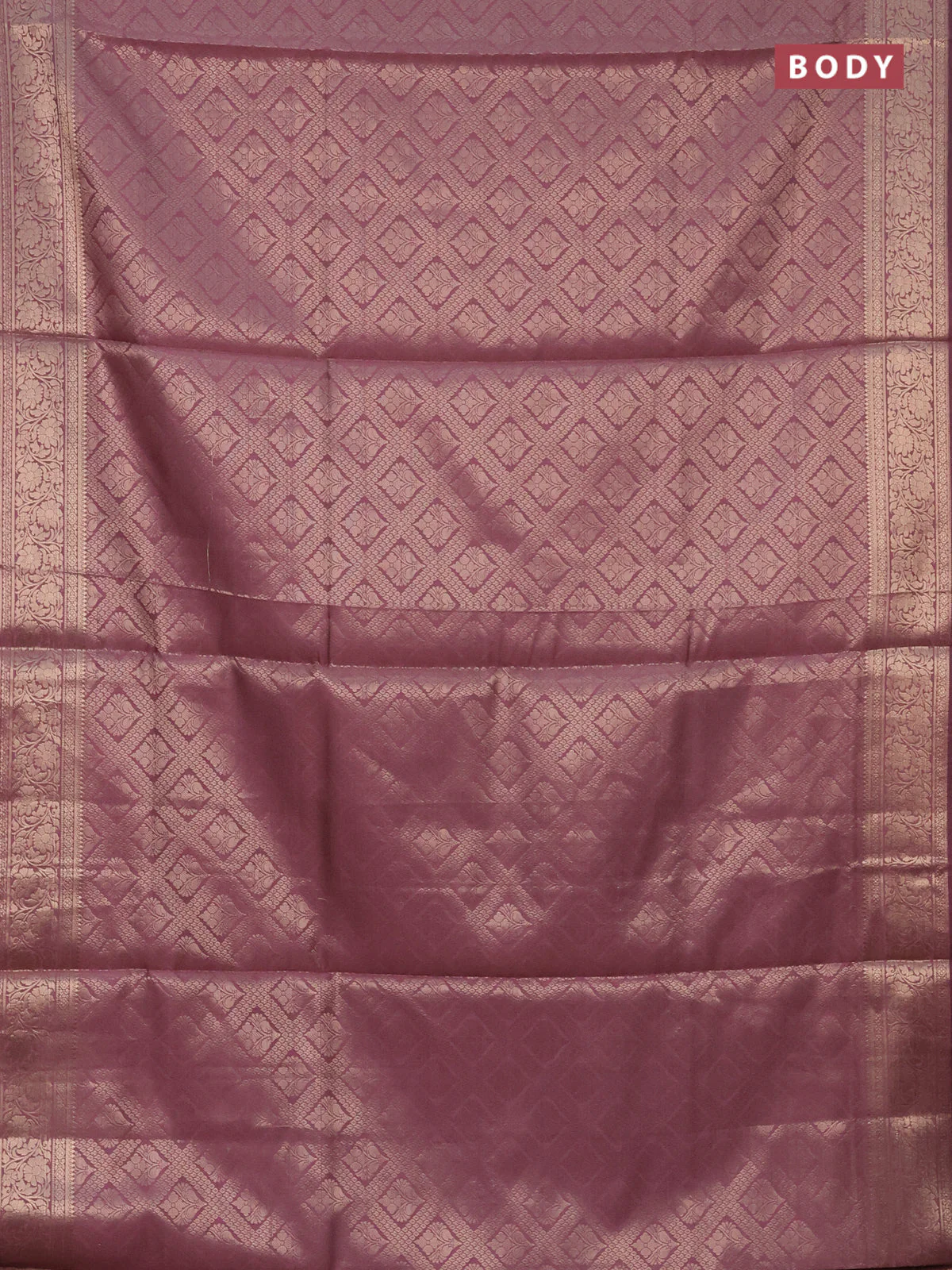 Semi soft silk saree mauve pink with allover zari woven brocade weaves -Without blouse - Image 2
