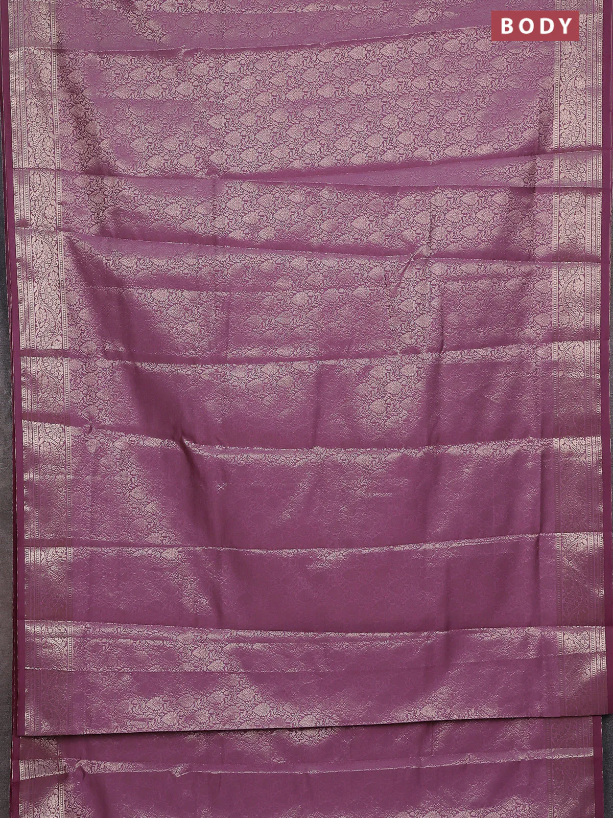 Semi soft silk saree mild purple with allover zari woven brocade weaves -Without blouse - Image 2