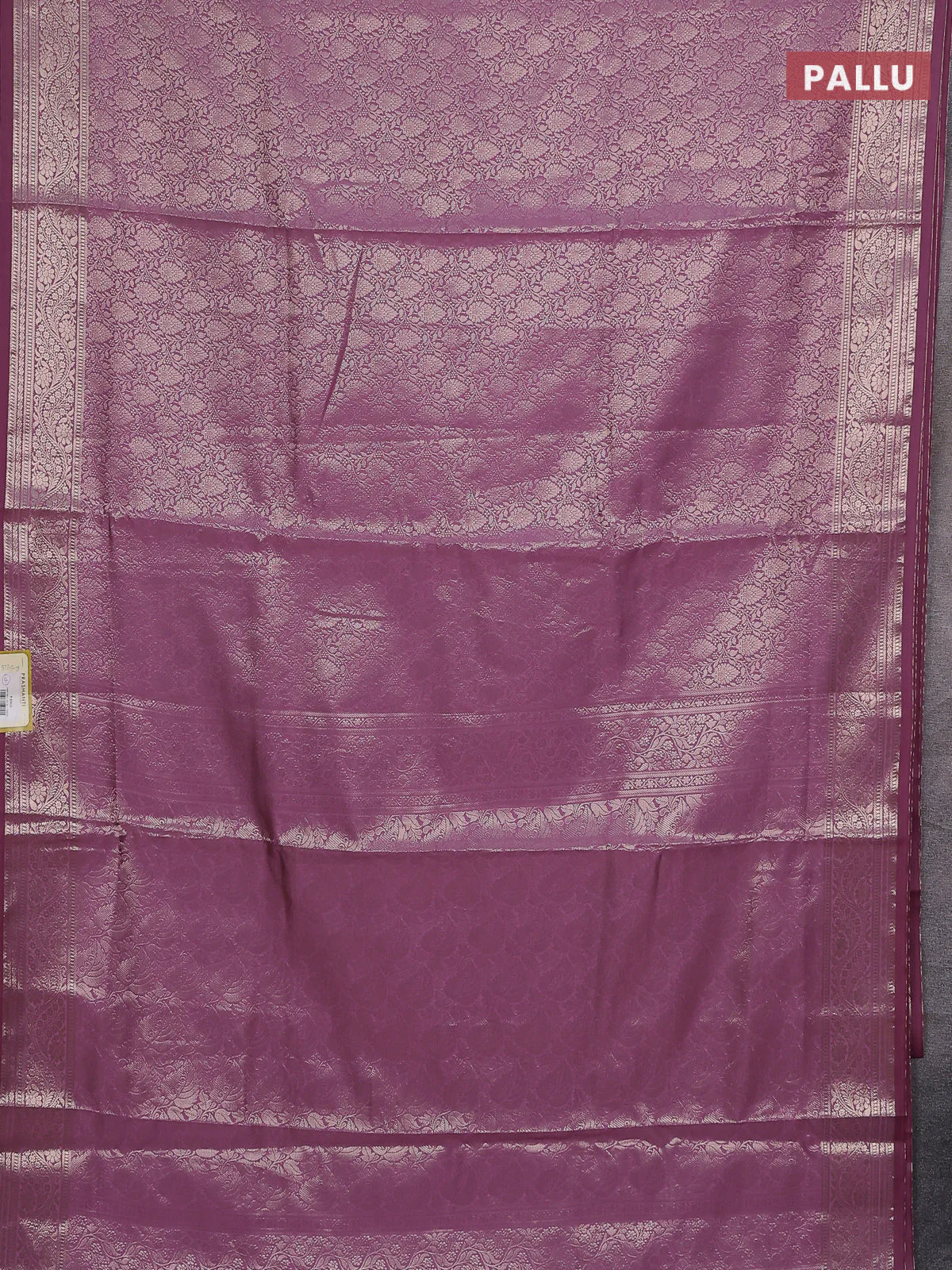 Semi soft silk saree mild purple with allover zari woven brocade weaves -Without blouse - Image 3