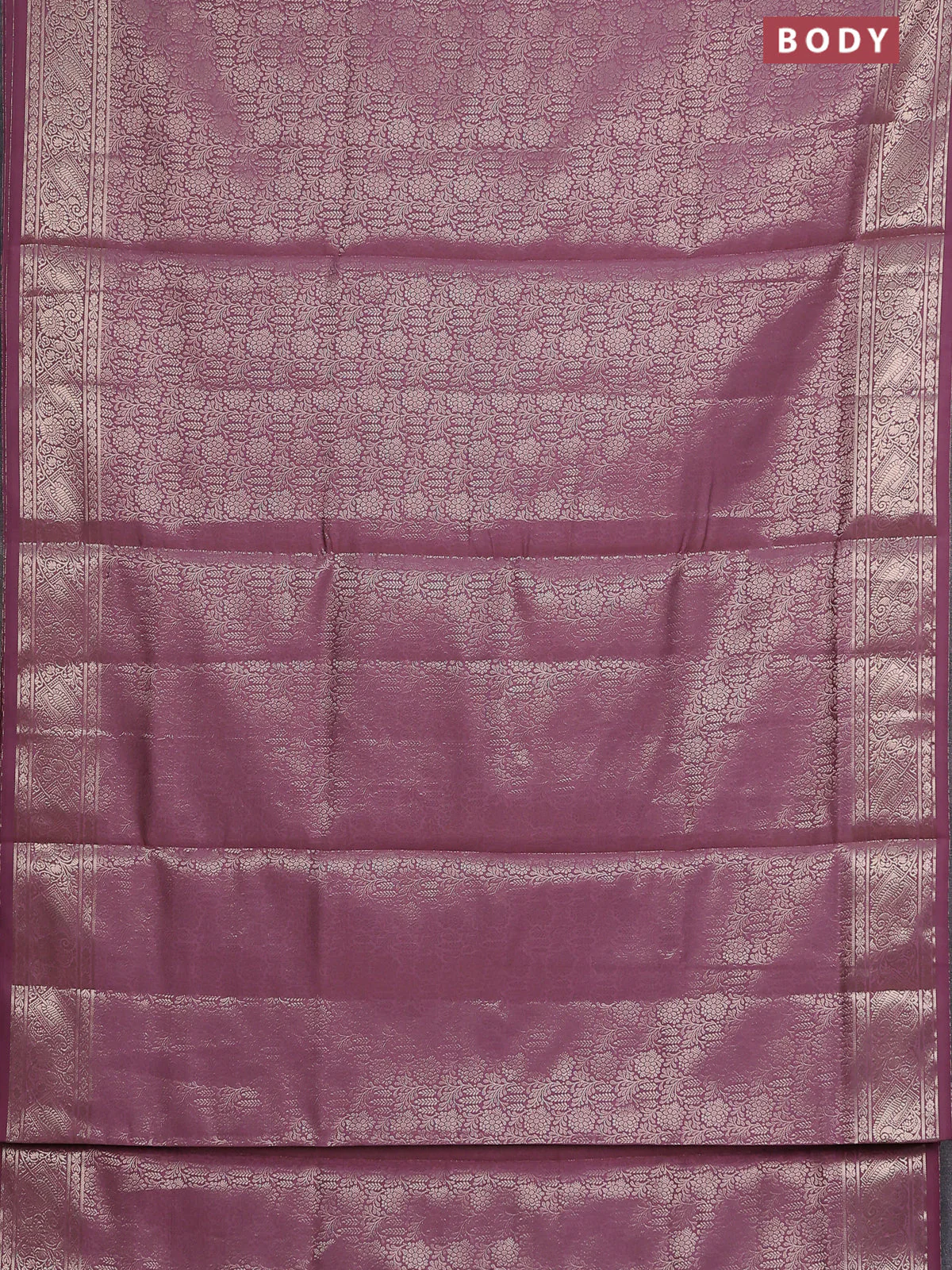 Semi soft silk saree mild purple with allover zari woven brocade weaves -Without blouse - Image 2