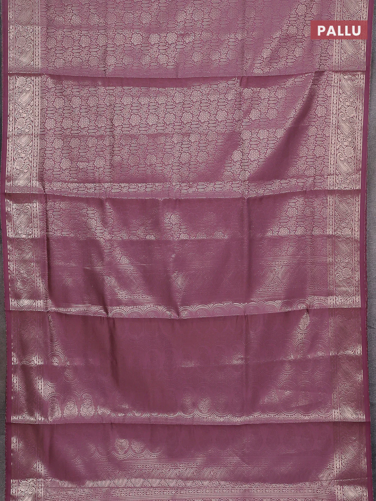 Semi soft silk saree mild purple with allover zari woven brocade weaves -Without blouse - Image 3