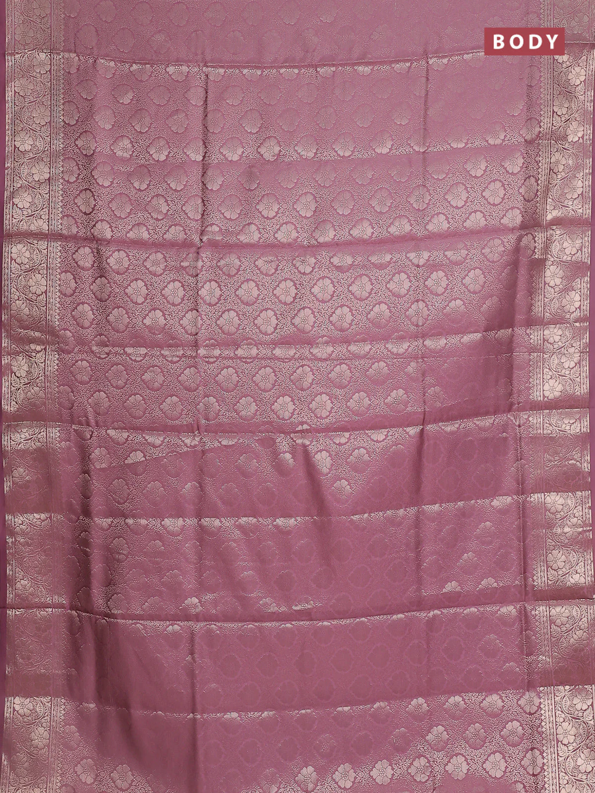 Semi soft silk saree mild purple with allover zari woven brocade weaves -Without blouse - Image 2