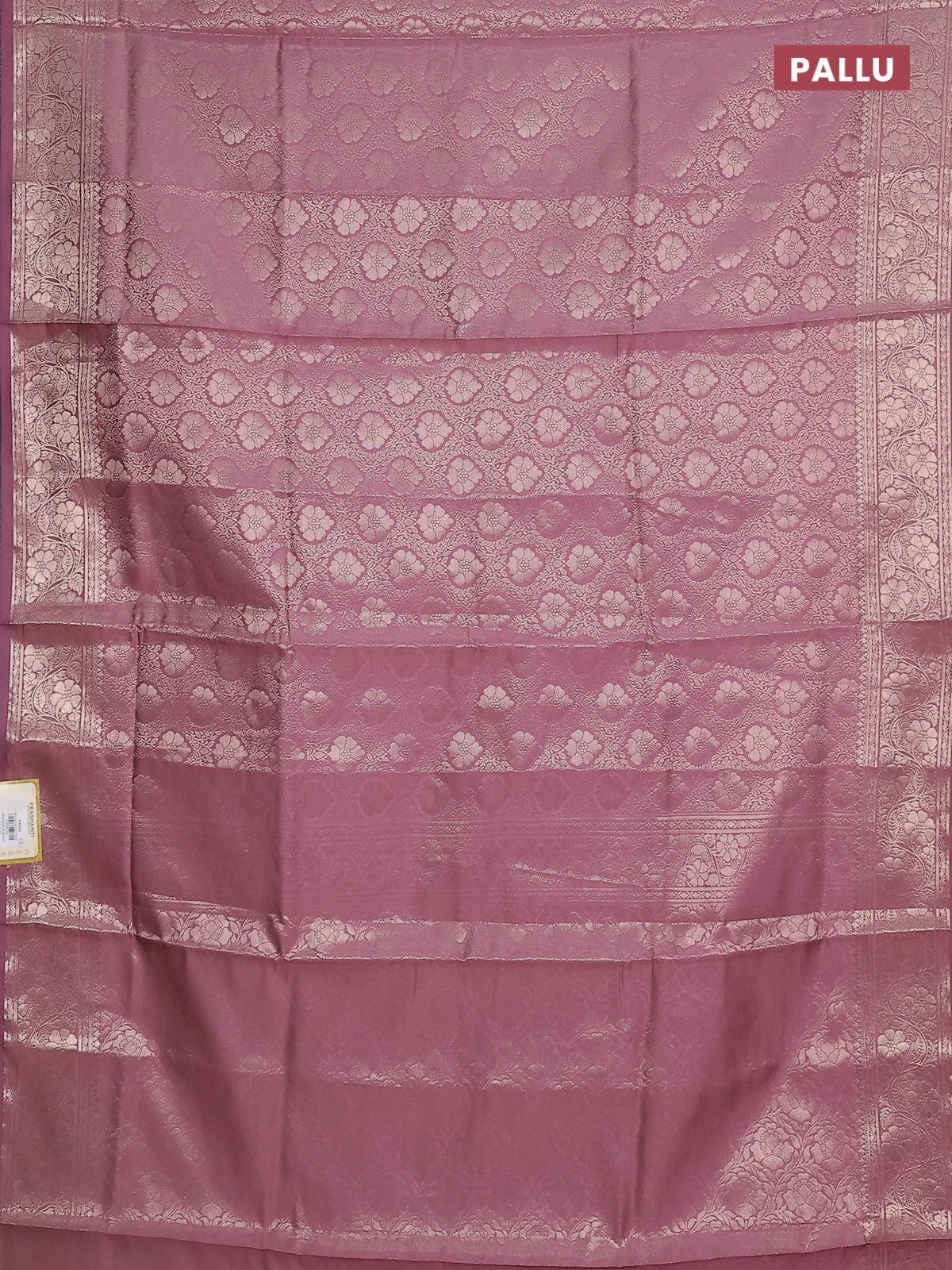 Semi soft silk saree mild purple with allover zari woven brocade weaves -Without blouse - Image 3