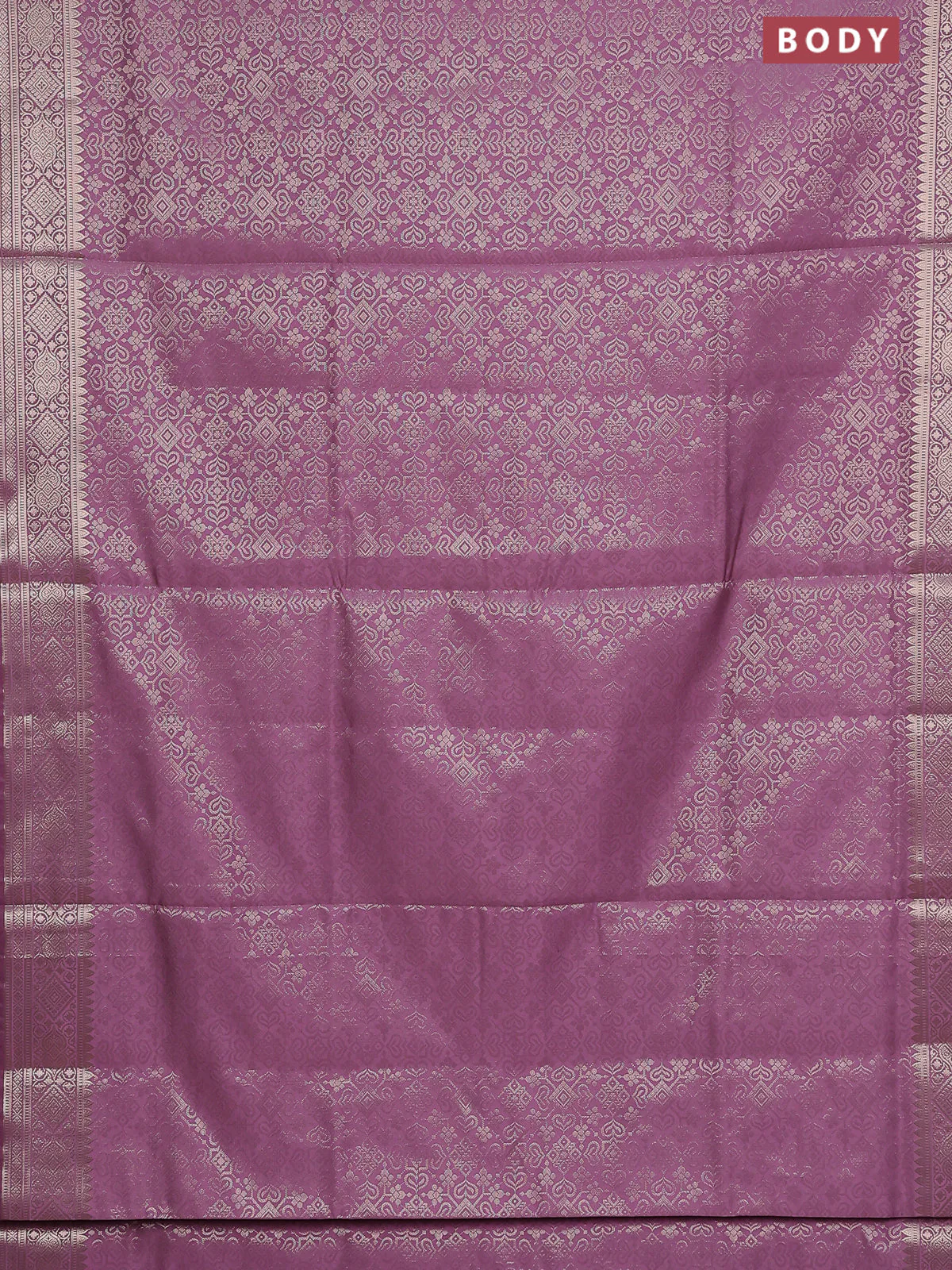 Semi soft silk saree mild purple with allover zari woven brocade weaves -Without blouse - Image 2